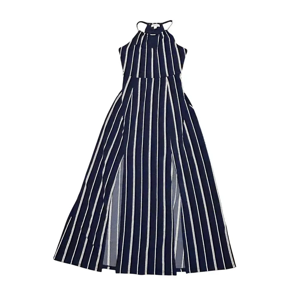 Candies Maxi Dress Women's Blue w/White Stripes Small - Picture 5 of 10